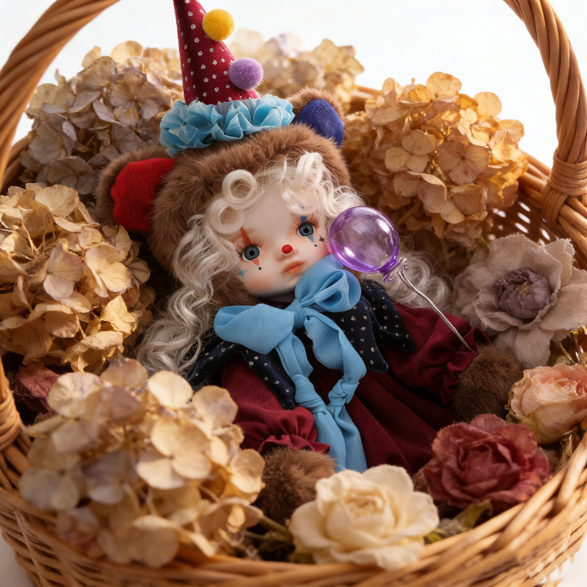 13 inch 33CM vintage clown makeup ceramic face exquisite doll doll doll toy high-end gift item collection decoration ornament