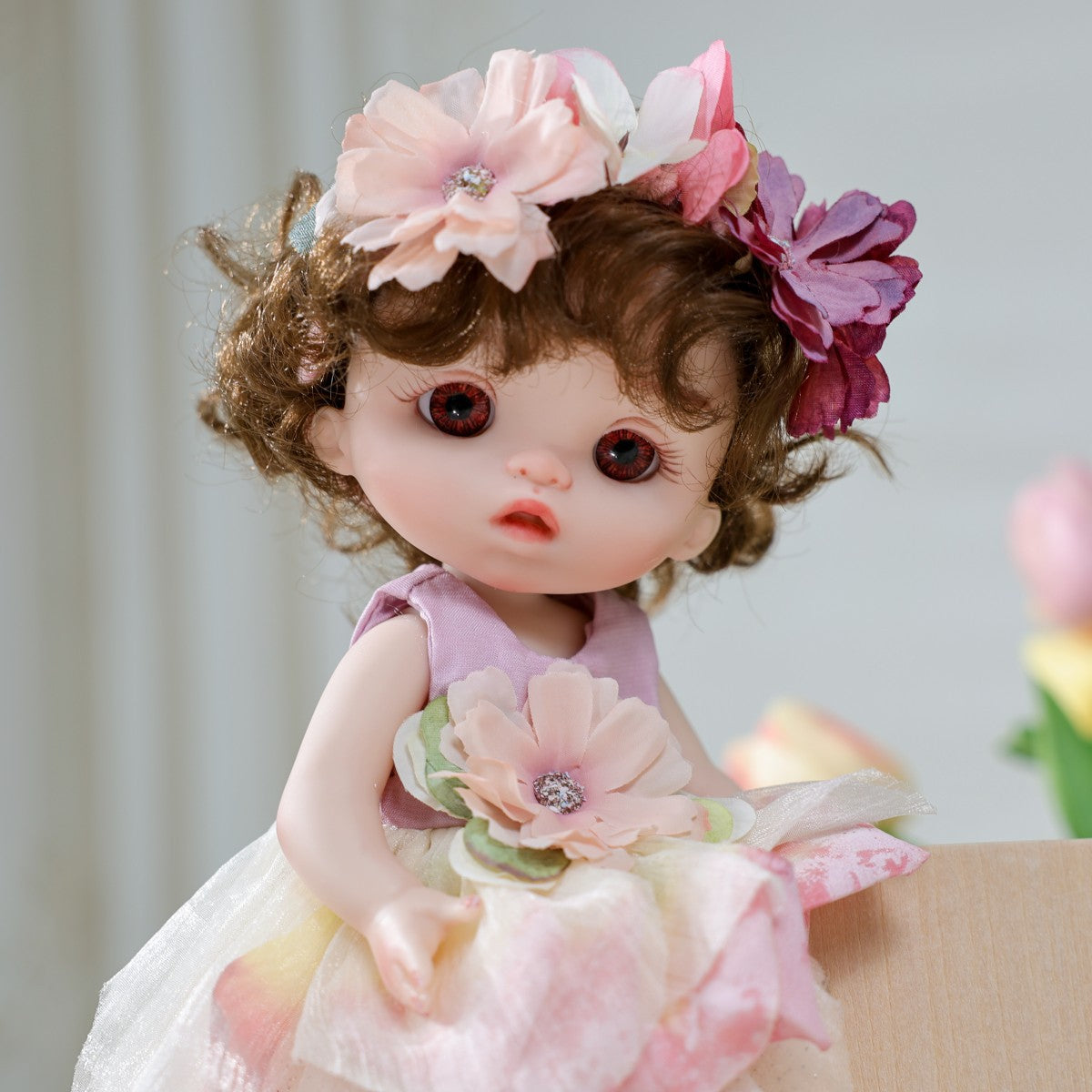 10 Inch Standing Reborn Baby Doll – Realistic Forest Fairy Princess with Floral Petal Dress