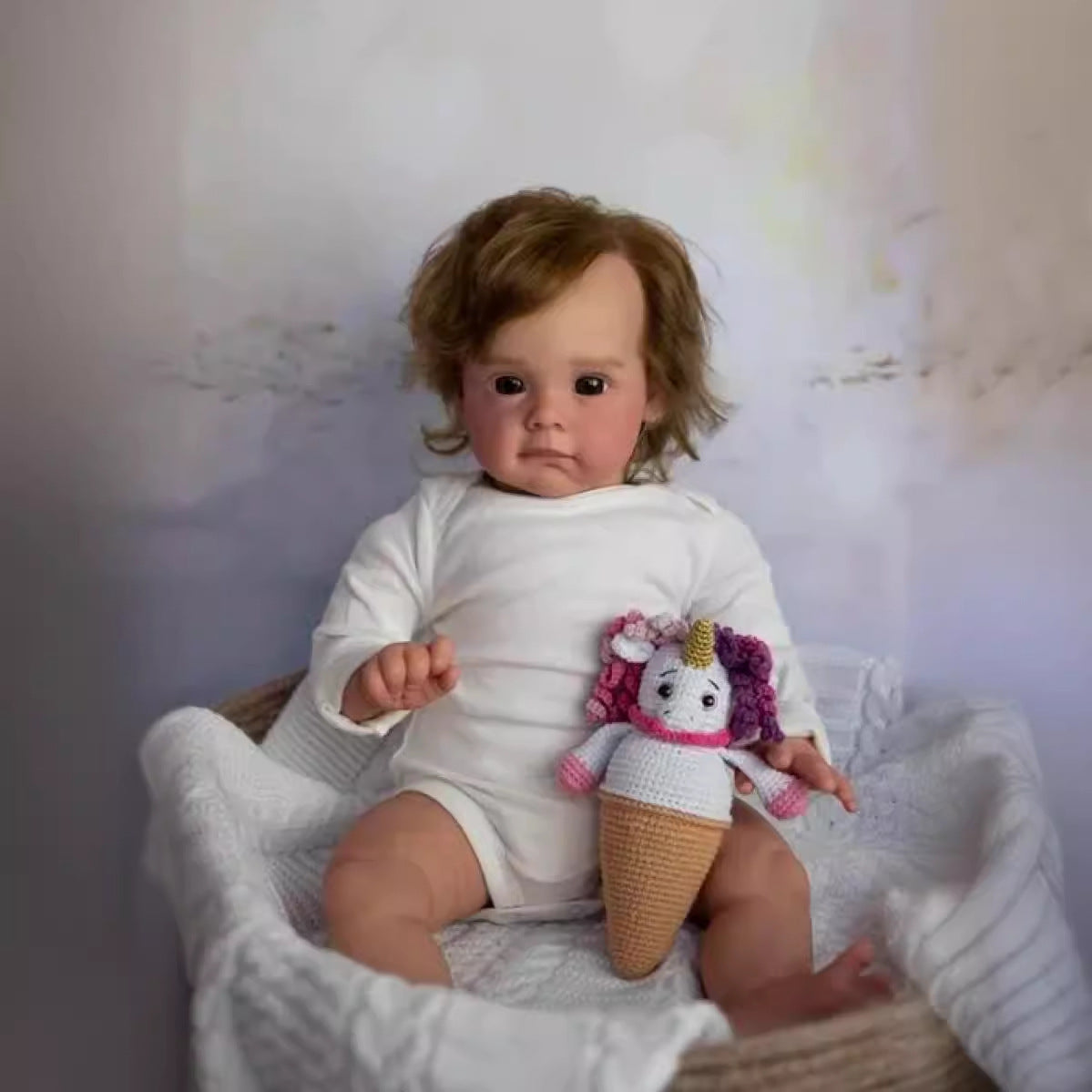 23 inch Reborn Baby Doll with Cloth Body Toddler Rooted Hair Girl Doll Gift