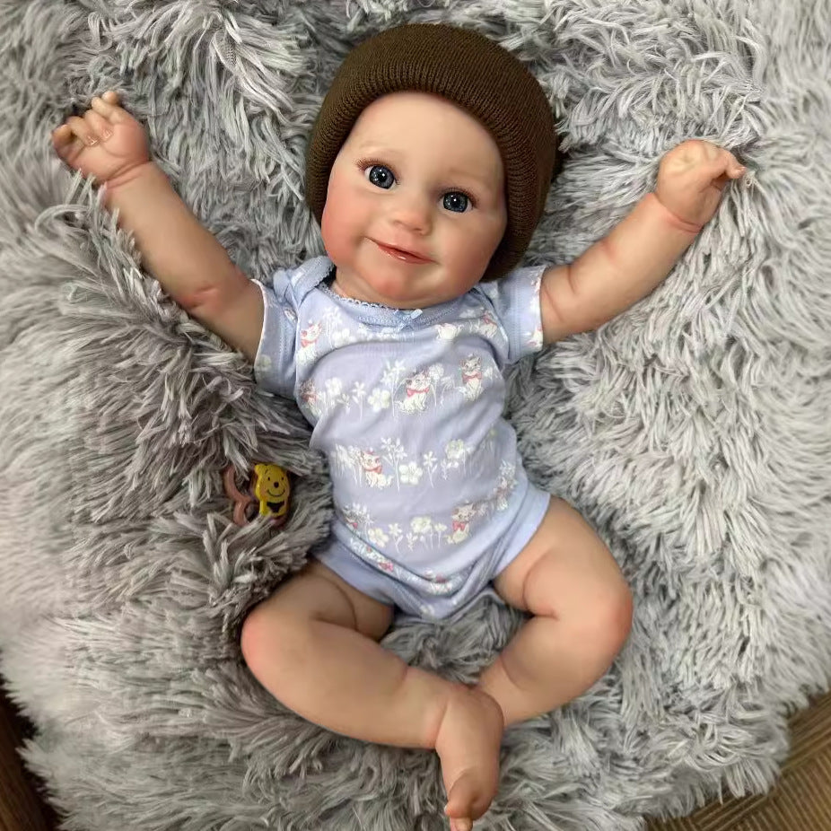 20 Inch Realistic Reborn Newborn Doll with Cloth Body Delicate 3D Vein Skin Handmade Toy Doll as Birthday Gift for Girls
