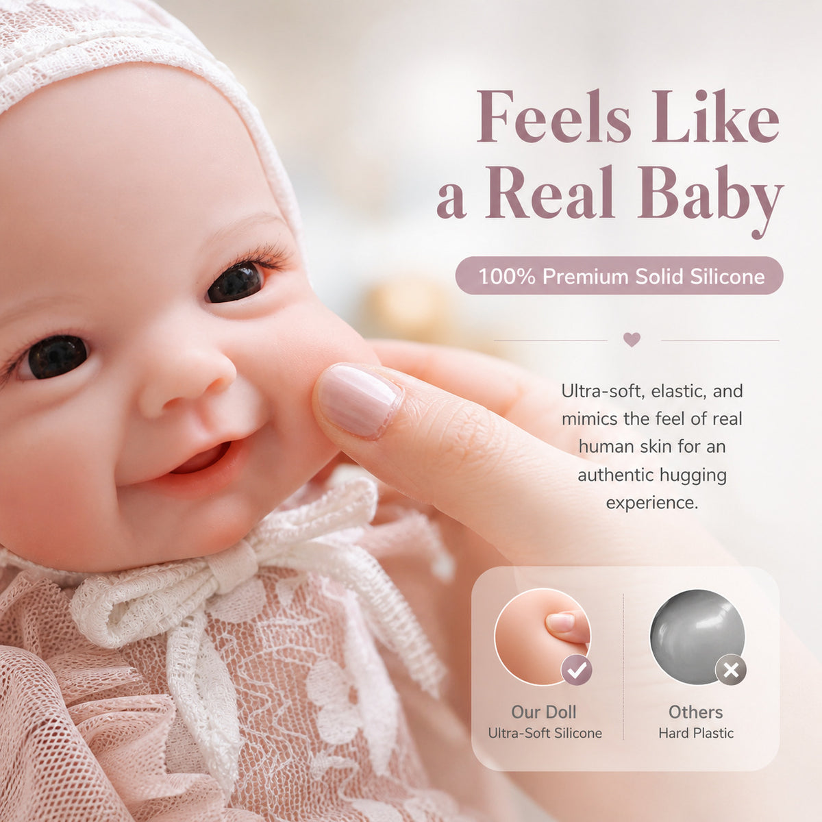 12 Inch Realistic Reborn Newborn Doll with Full Soild Silicone Body Detailed 3D Skin Collectible Doll Toy for Girls & Doll Lovers