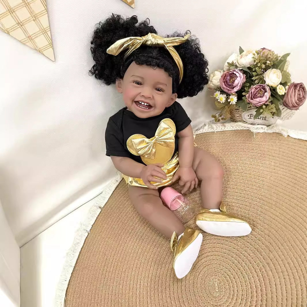 23 Inches Lifelike Handmade Reborn Doll Soft Cloth Body Real 3D Skin Simulation Newborn Baby Doll Play Toy for Girls Children