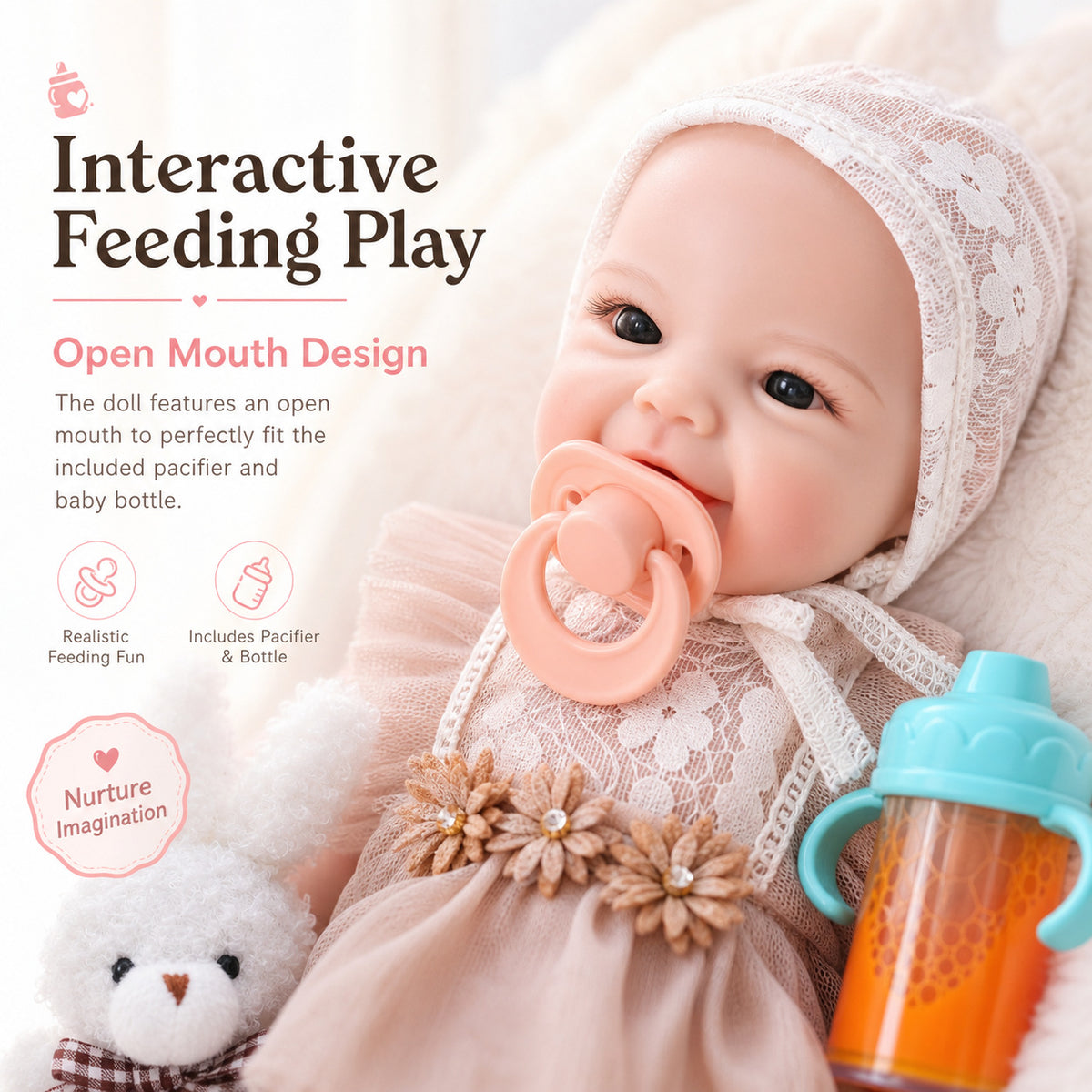 12 Inch Realistic Reborn Newborn Doll with Full Soild Silicone Body Detailed 3D Skin Collectible Doll Toy for Girls & Doll Lovers