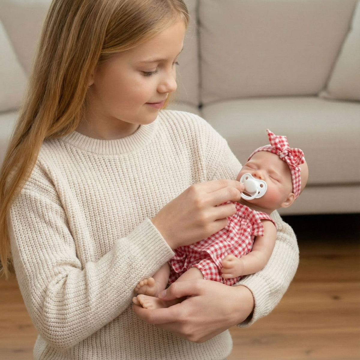 12 inch solid silicone Reborn Doll   pink grid pascale simulation toy doll