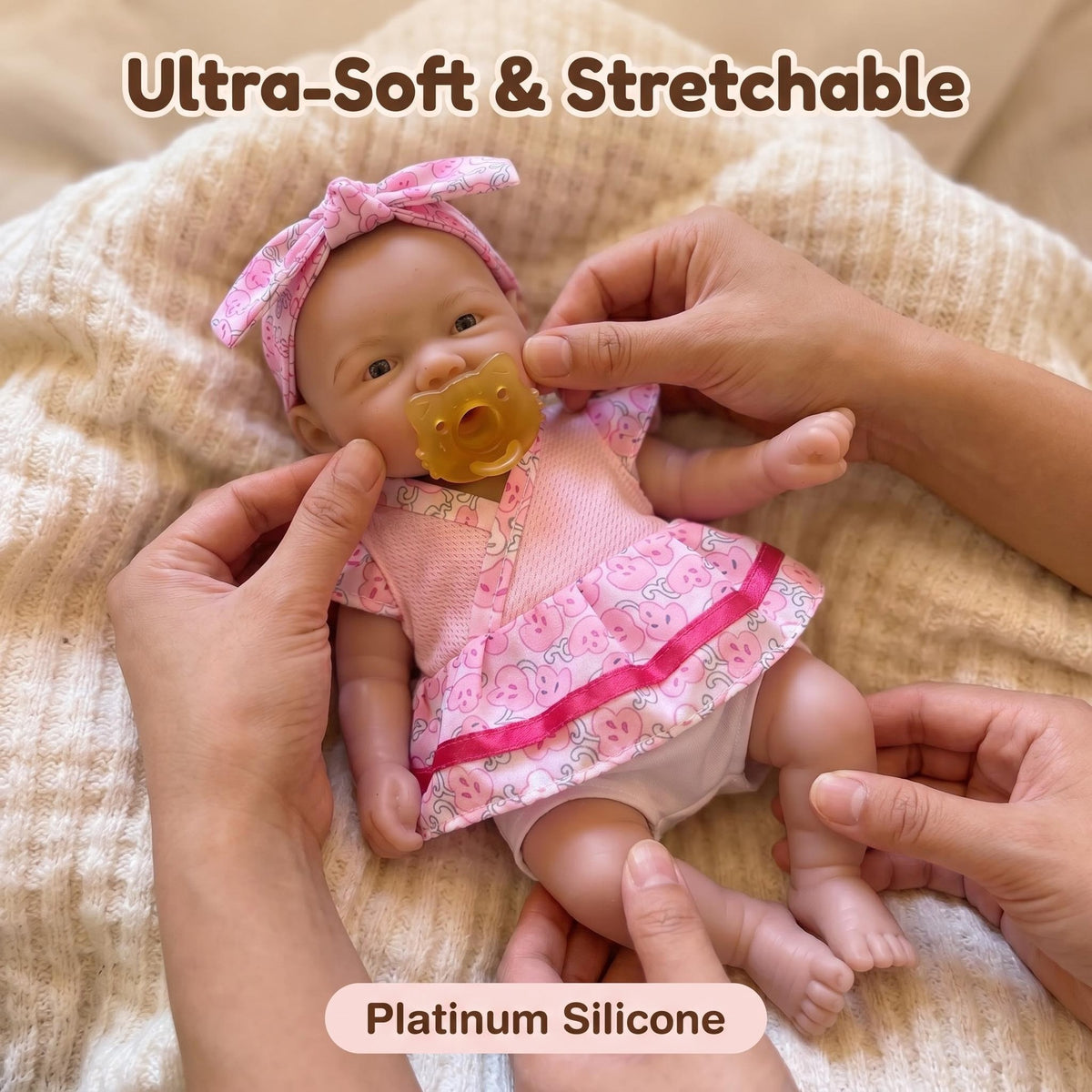 8 inch lace sleeve pink top with Full Soild Silicone Body reborn doll for children Christmas gift