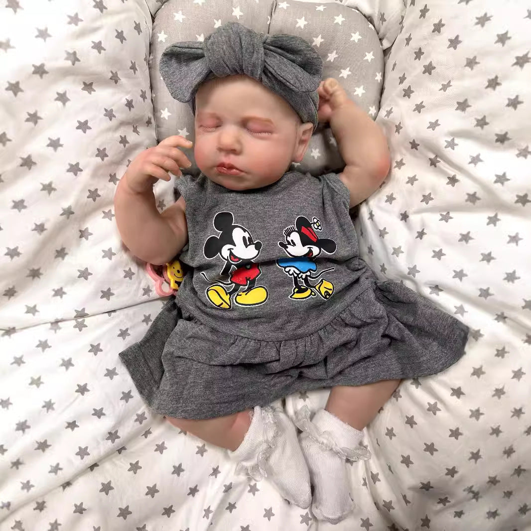 19 Inch Realistic Reborn Baby Doll with Cloth Body 3D Vein Skin Handcrafted Newborn Doll Gift Toy for Little Girls Collectors