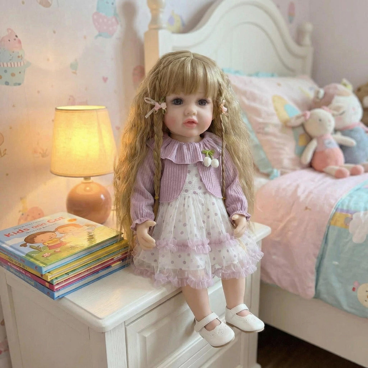 22 inch light purple long sleeved shawl Betty simulation Soft Vinyl reincarnation doll reborn doll