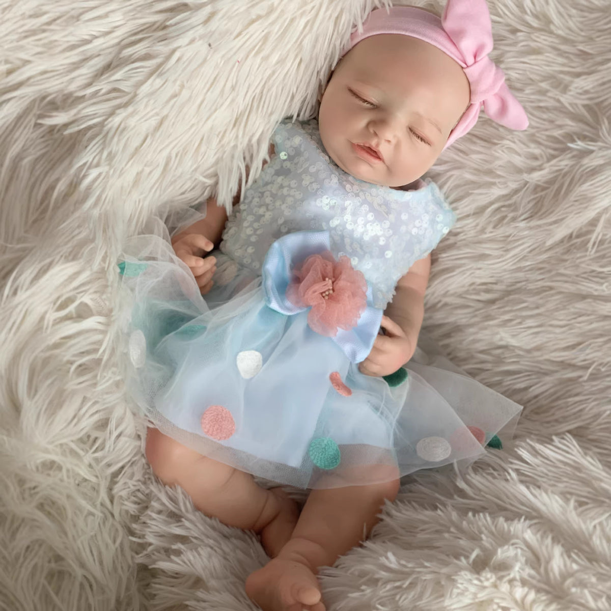 Realistic 18 inch Full Soild Silicone Reborn Doll Soft Bendable Limbs Non-Toxic Safe Kids Companion Doll
