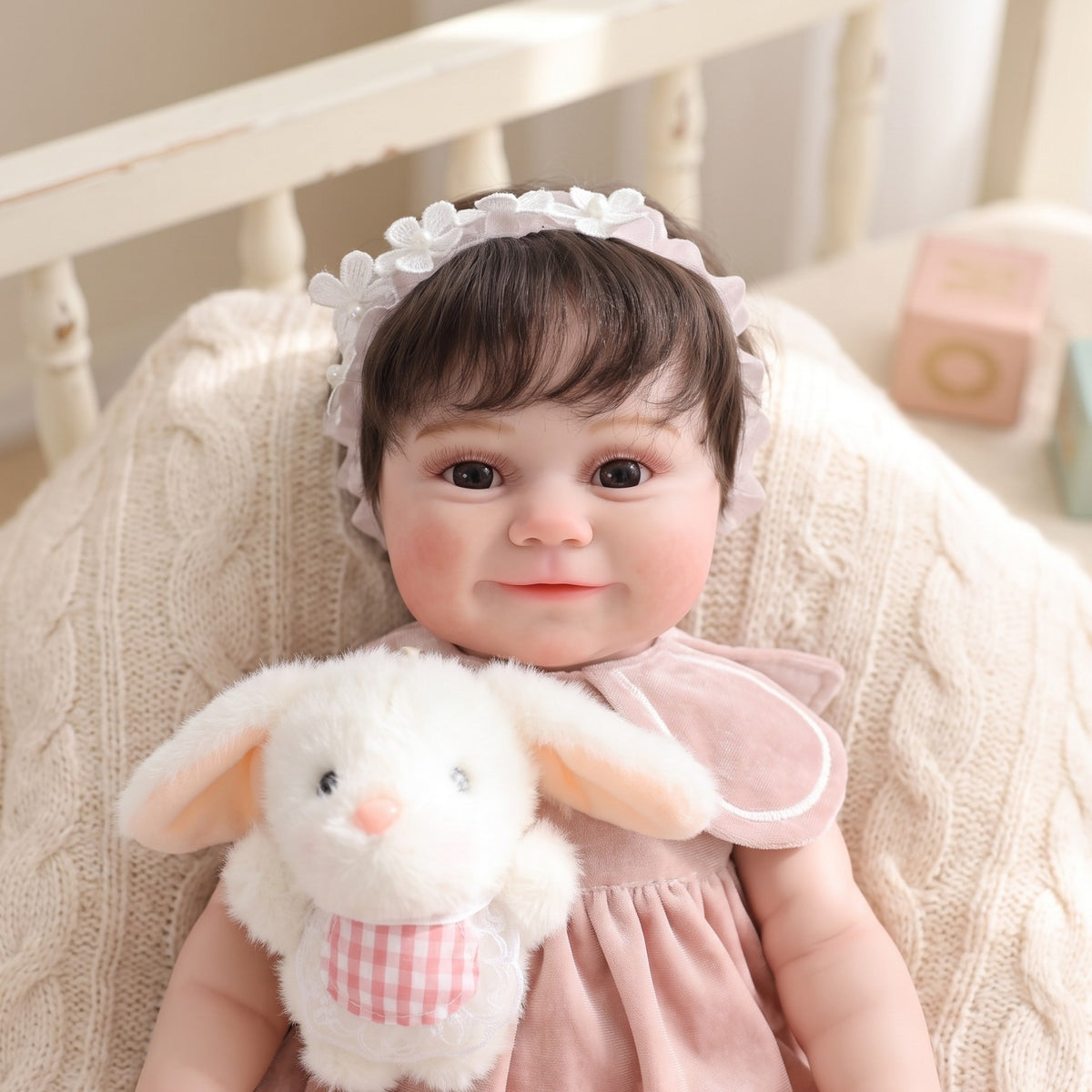 22 Inch Handcrafted Reborn Doll Real 3D Vein Skin with Full vinyl Body Baby Doll Gift for Little Girls