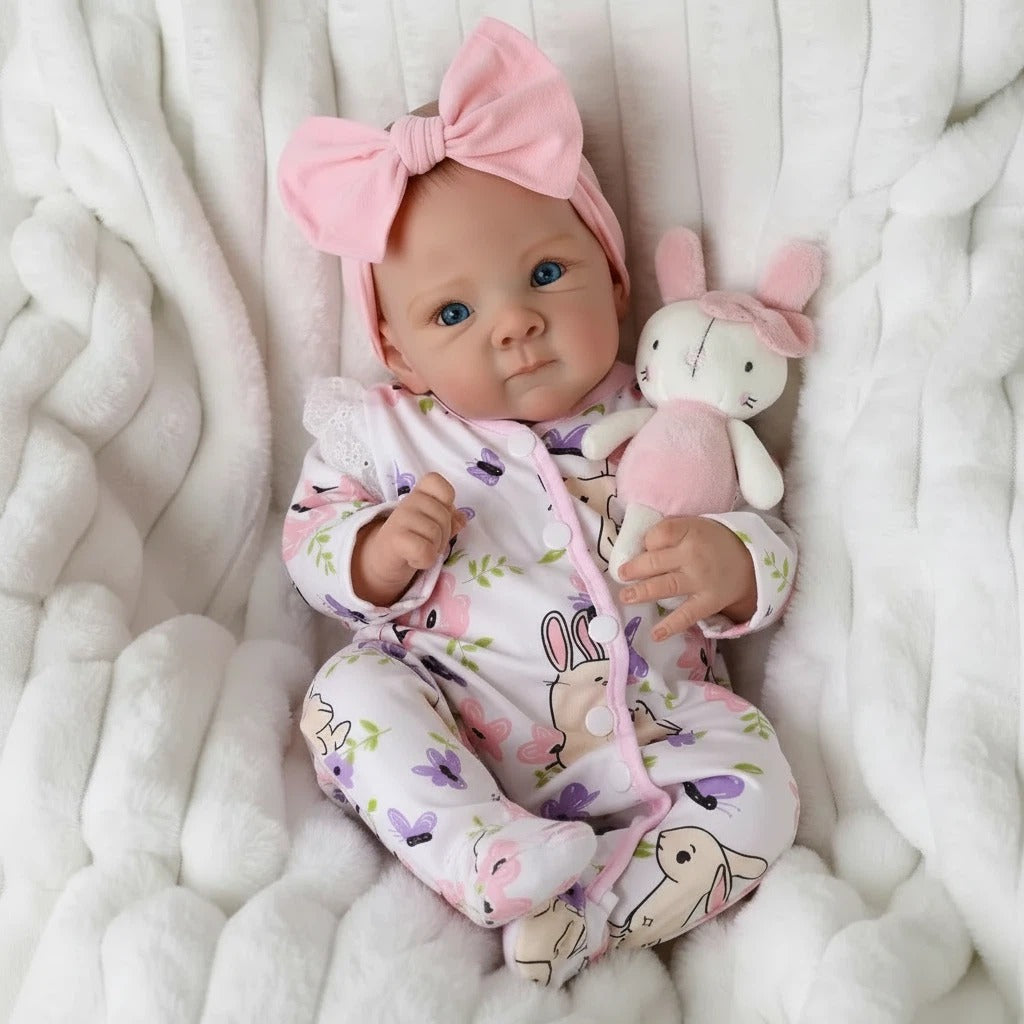 18 inch powder printed jumpsuit Bettie full vinyl reborn doll