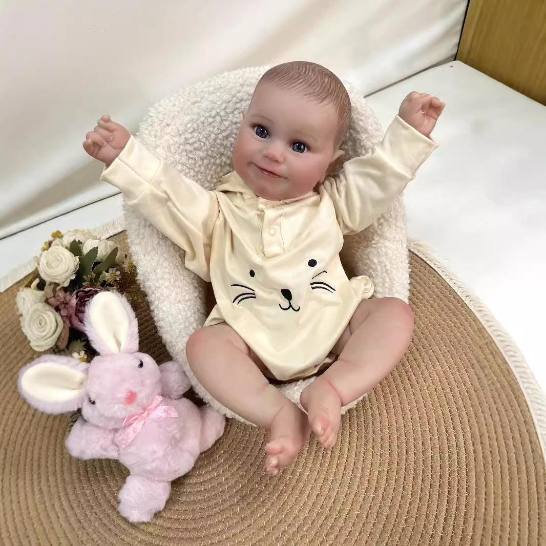 19 inch Handmade Lifelike Reborn Baby Doll with Cloth Body Realistic 3D Skin Children Play Toy for Little Girls