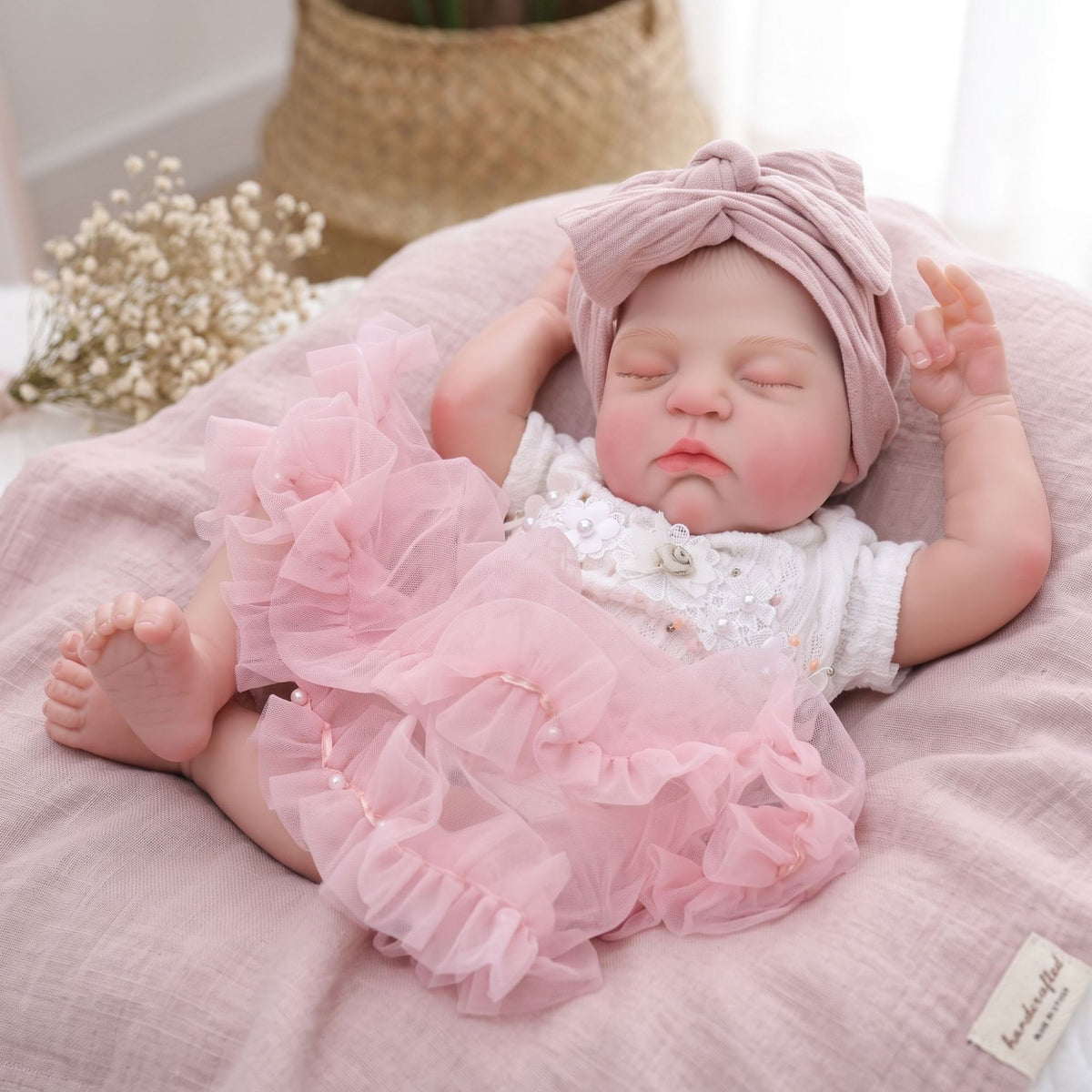 Exclusive Holiday Gift, 18 inch Pink Bow Reborn Baby Doll, Warm Surprise For Birthday Parties