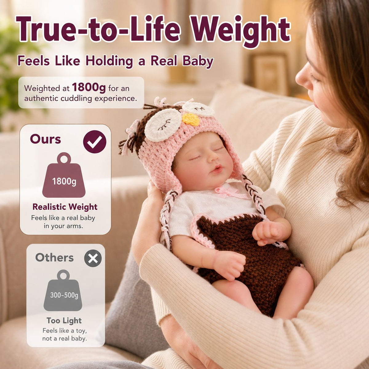 16 Inch Real Reborn Baby Doll with Full Solid Silicone Baby 3D Vein Real Skin Handcrafted Newborn Toy Ideal Gift for Kids Girls Collectors