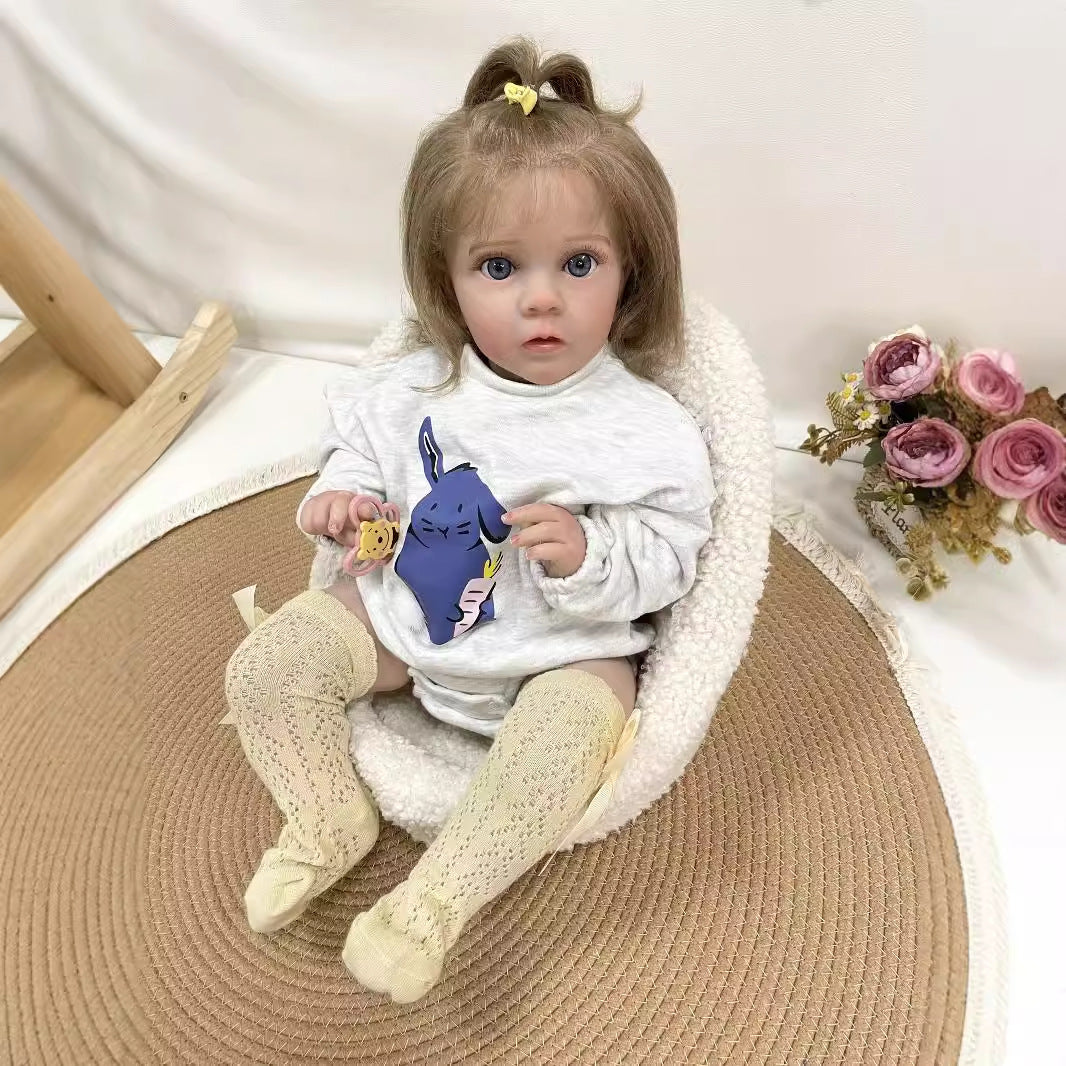 24 inch Lifelike Handcrafted Reborn Baby Doll Soft Cloth Body 3D Real Skin Kids Play Toy Gift for Girls