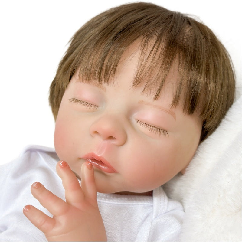 18in Full Vinyl Lifelike Sleeping Baby Doll, Sentimental Birthday Keepsake Present for Kids & Adult Enthusiasts