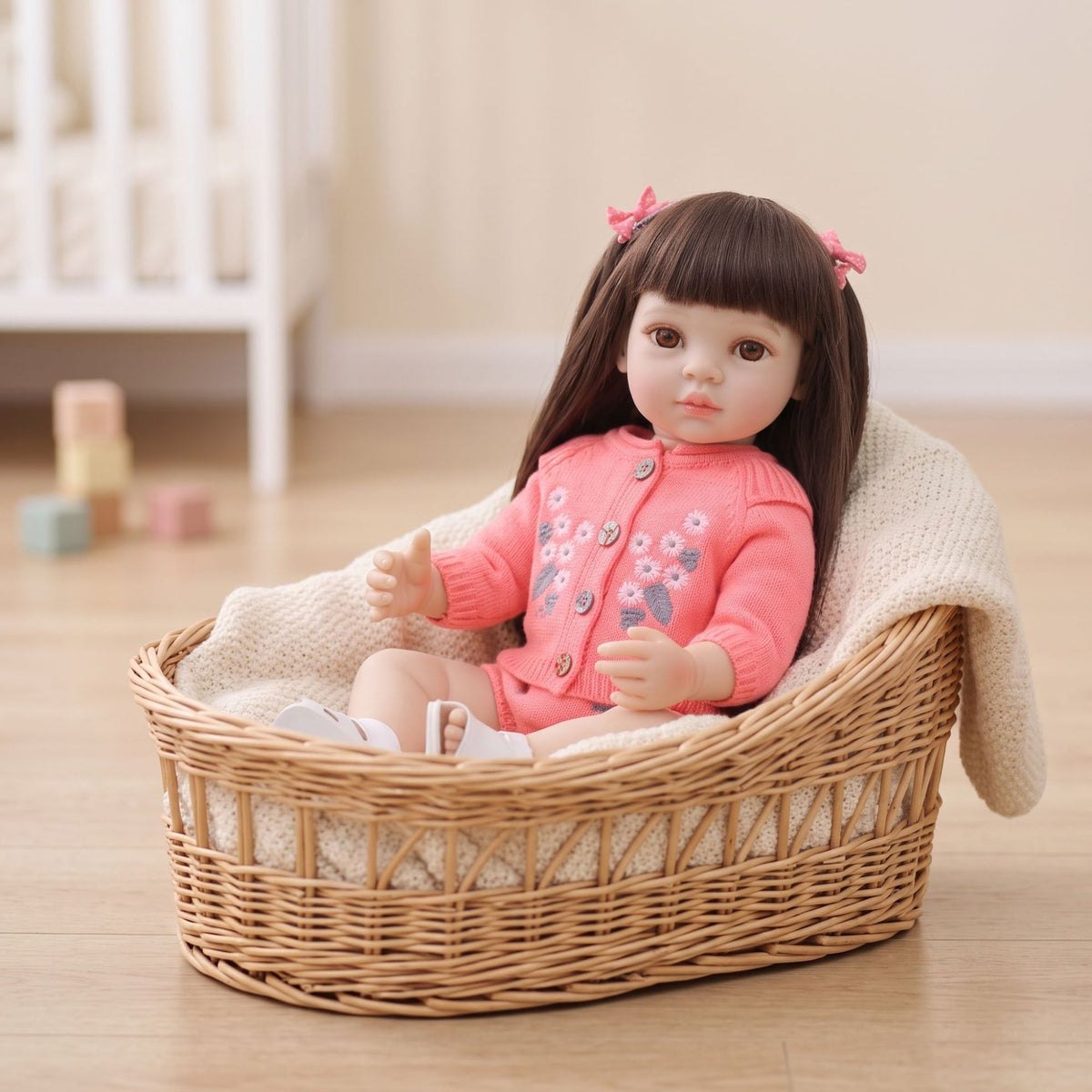 22 inch reborn doll with Full Vinyl Body simulated baby comfort doll gift for girl