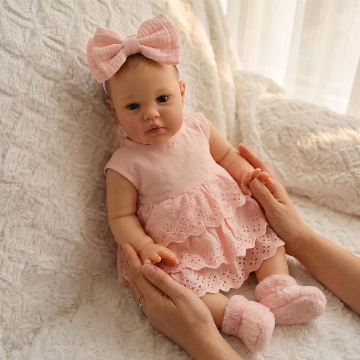 22 inch Reborn Baby Doll With Cloth Body and Poseable Vinyl Limbs, Thoughtful Present Suitable For Birthday Parties, Thanksgiving, Christmas and All Festive Occasions