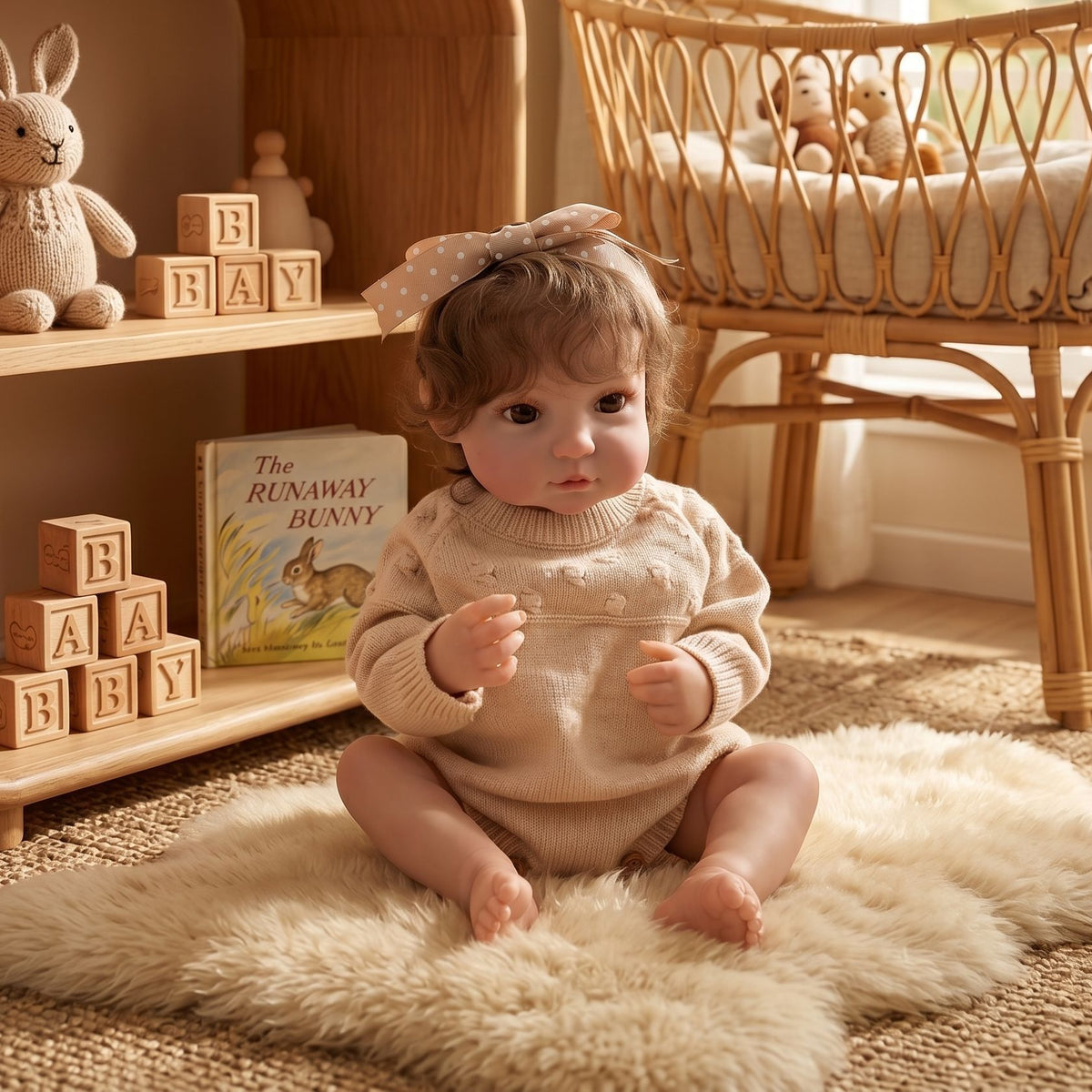 50cm Hair Transplant Simulation Baby Reborn Doll Handmade Exquisite Painted 3D Doll