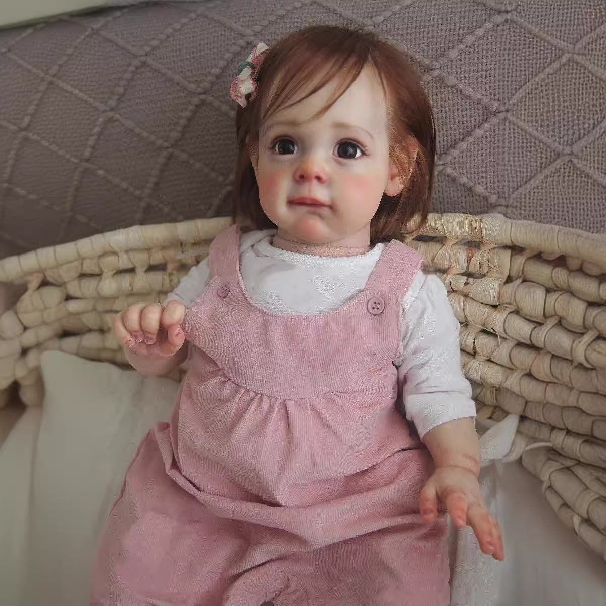 24 inch Reborn Baby Dolls Girl Toddler Handmade with Cloth Body Lifelike Newborn Gift Doll