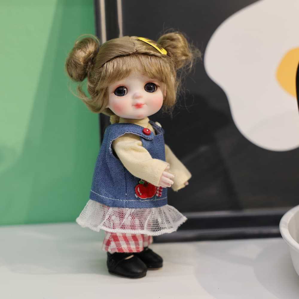6 inch Mini with Full ceramic Body, Handmade Clothes Tabletop Ornament For Doll Collectors