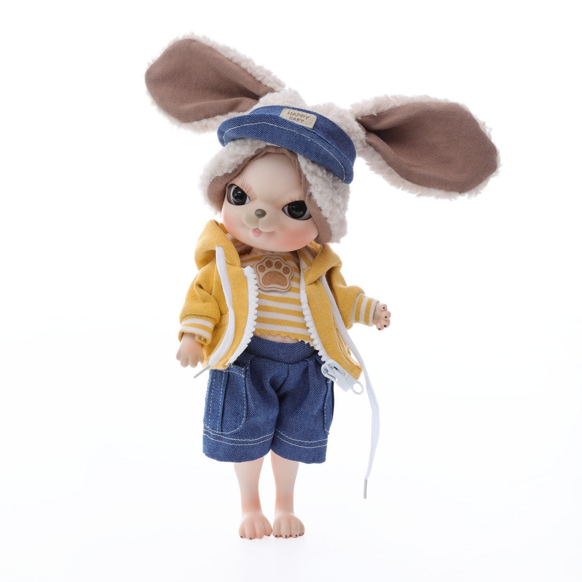 Adorable 10 Inch Porcelain Dress-up Baby Yollow Rabbit Dolls (BJD)