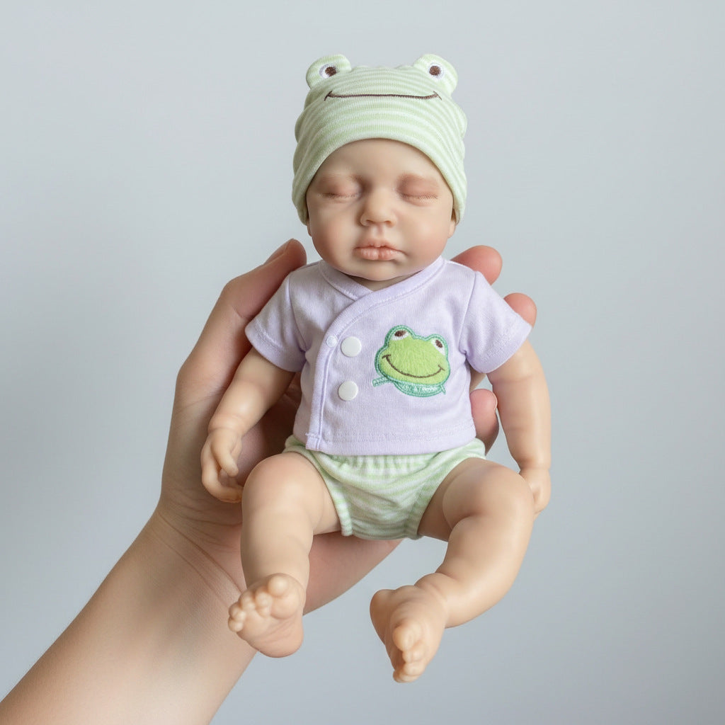 12 inch solid silicone reborn doll green frog hat LOULOU simulation toy doll