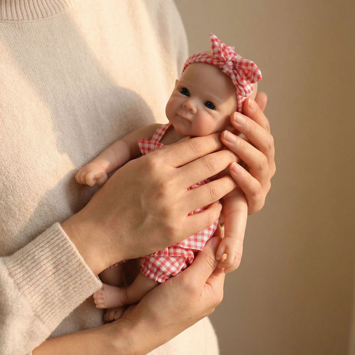 12 inch Pink Grid Strap Set Solid Silicone Rebirth Doll