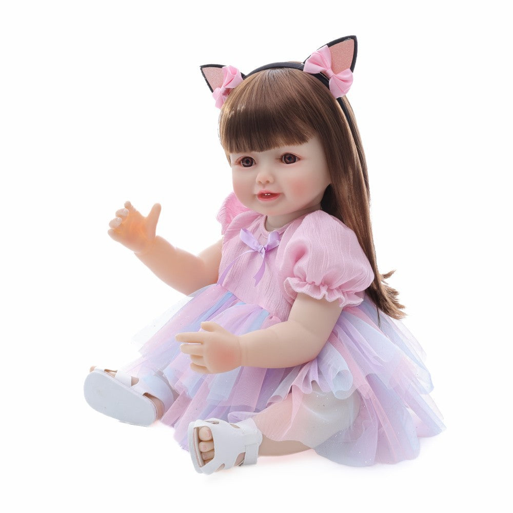 English  Russian Spanish Crying and Laughing Dialogue 22 inch Full Plastic Rebirth Doll Simulation Baby Doll Girl