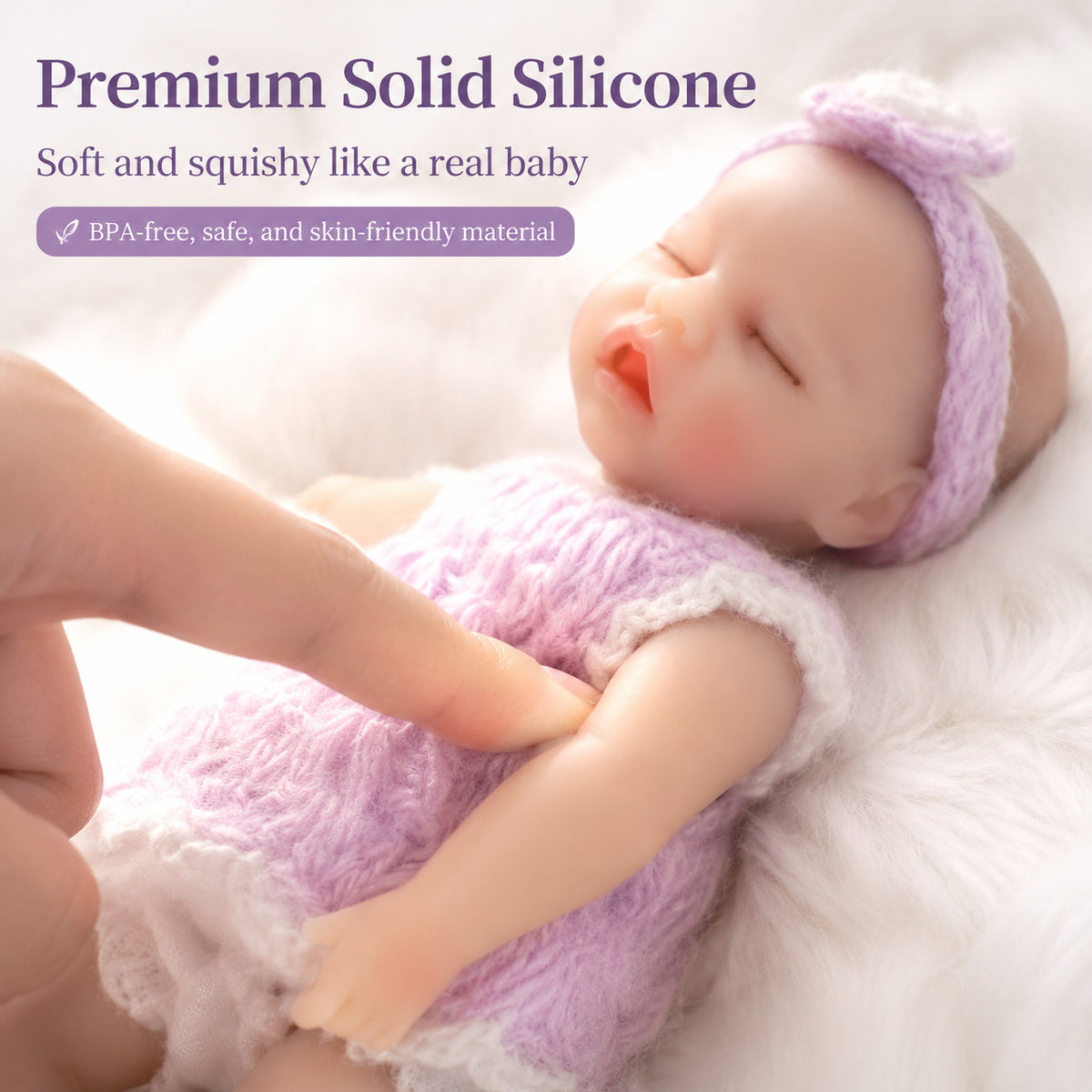 6-inch palm solid silicone reborn baby simulation doll, real-feel stretchable children's toy gift and collectibles