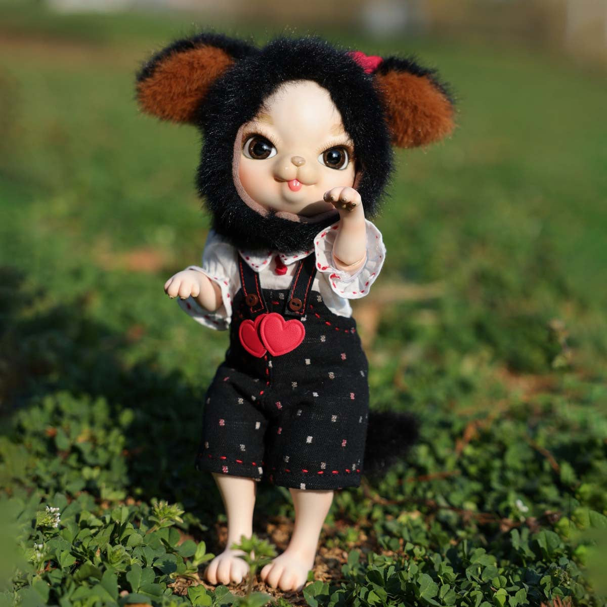 Adorable 10 Inch Porcelain Dress-up Baby Black rabbit Dolls (BJD) ﻿