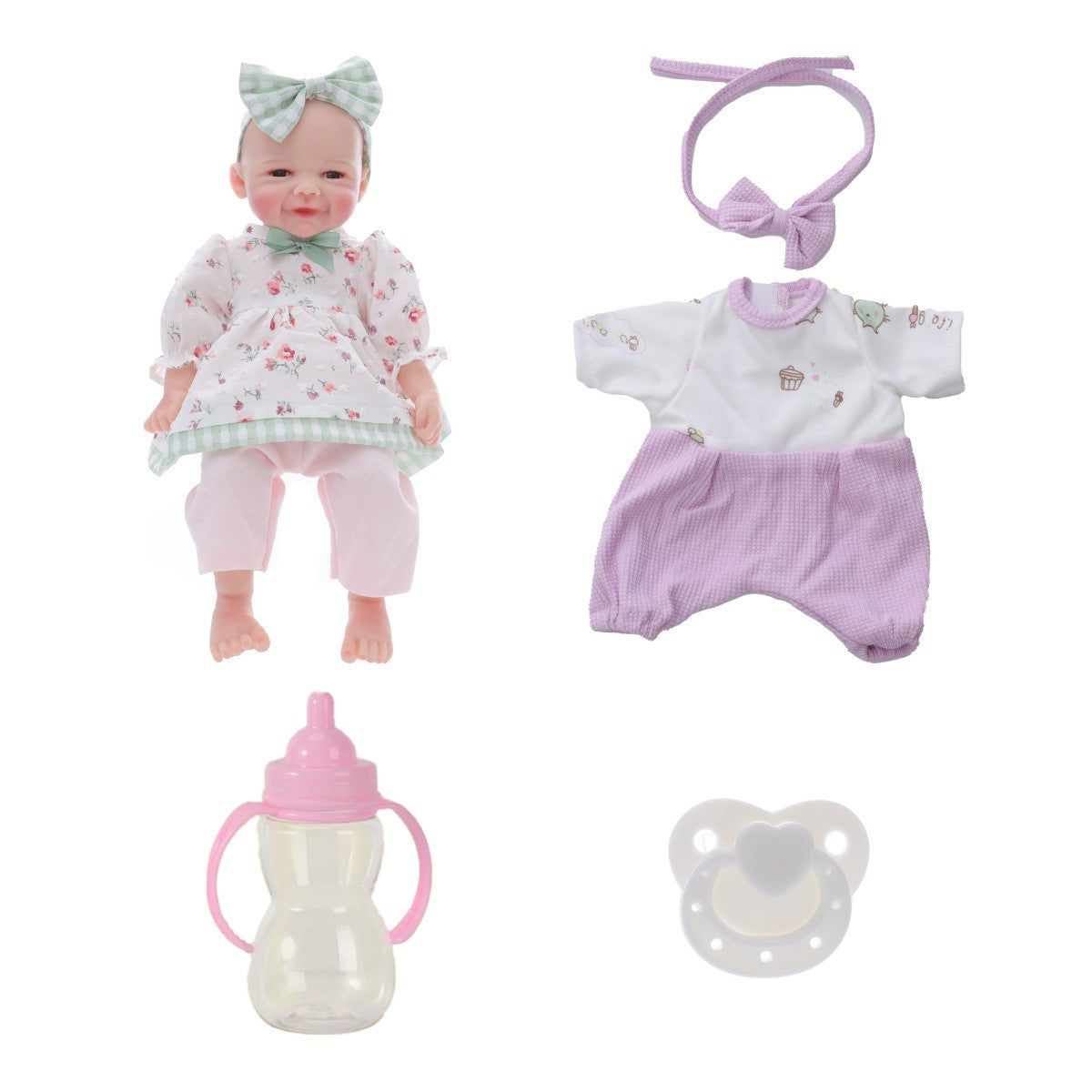 12 inch solid silicone reborn doll with real touch, can stretch 30cm with closed eyes, bald head simulation baby doll