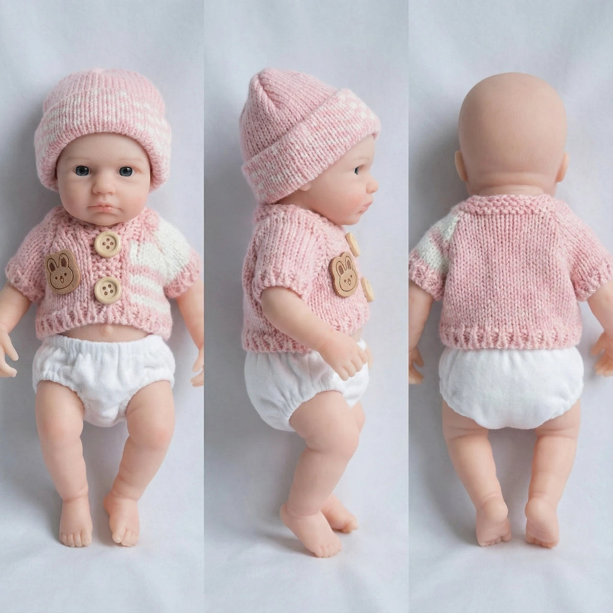 8 Inch Short Sleeve Powder Sweater Full Silicone Reborn Doll