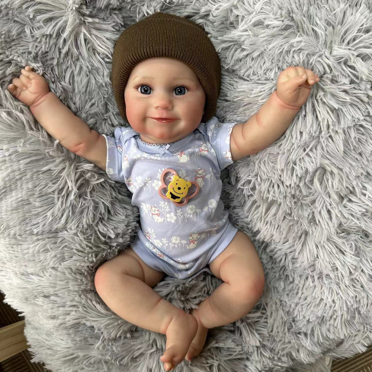 20 Inch Realistic Reborn Newborn Doll with Cloth Body Delicate 3D Vein Skin Handmade Toy Doll as Birthday Gift for Girls