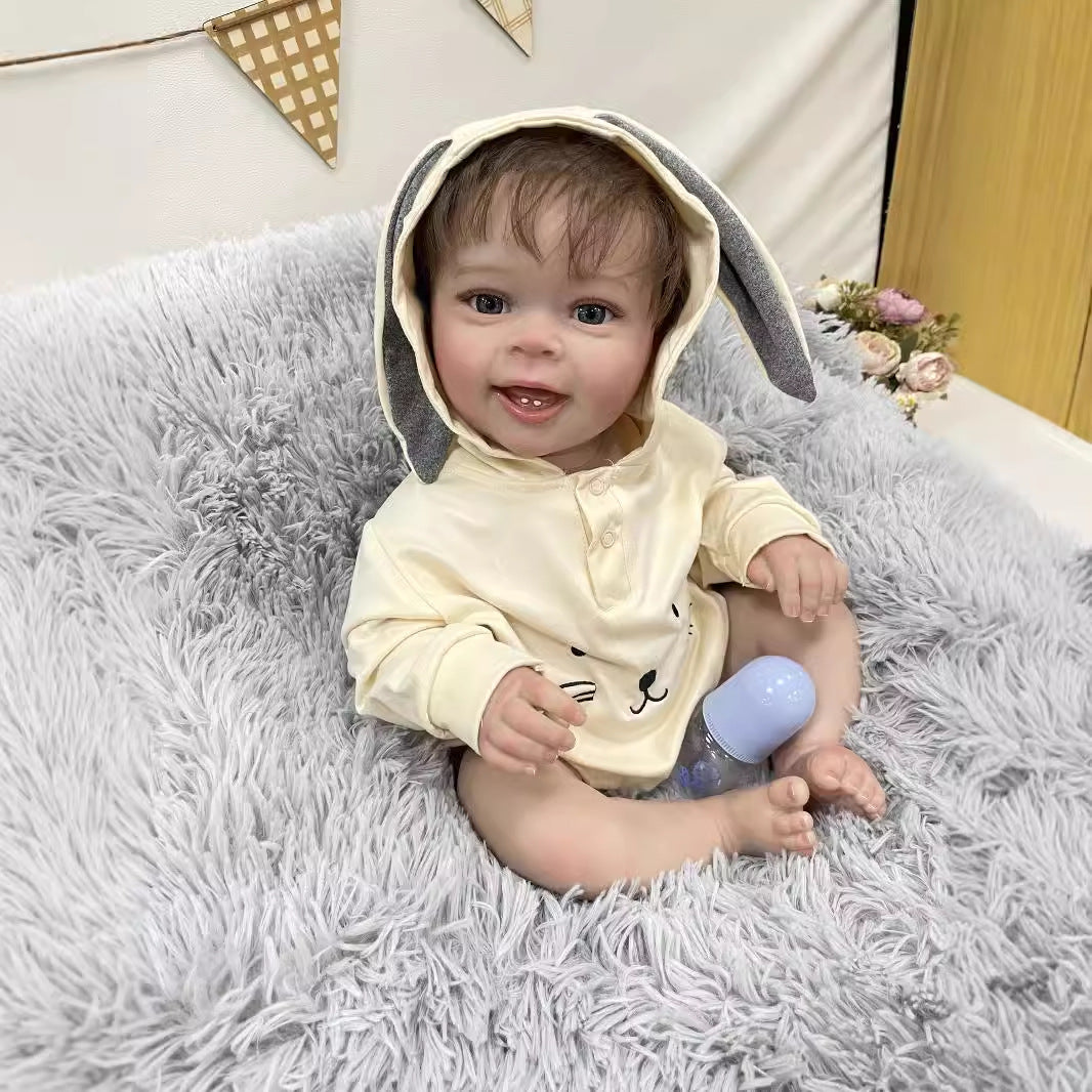 23 Inch Real Life Reborn Baby Doll with Cloth Body True-to-Life 3D Skin Handmade Newborn Style Doll Toy for Girls