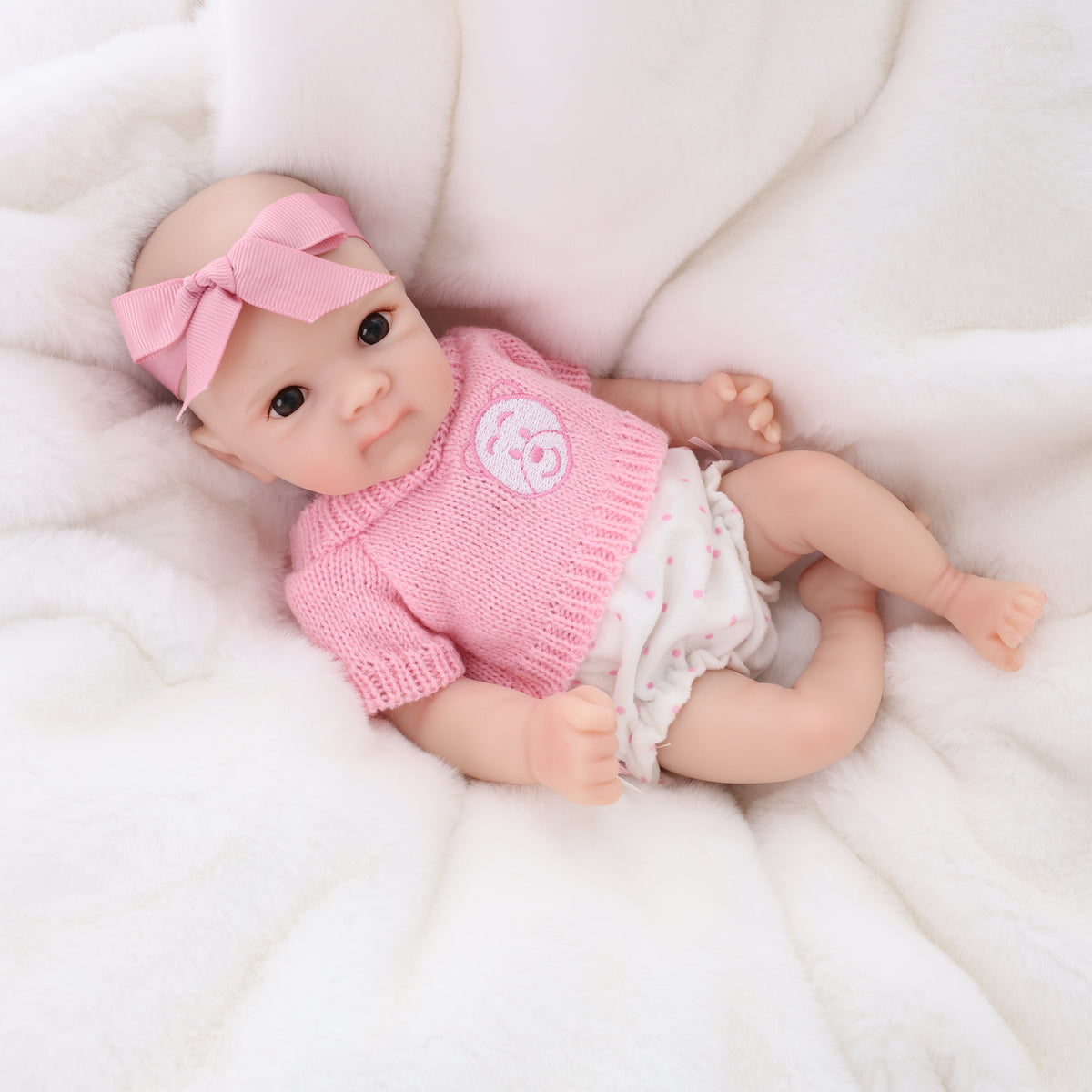 12 Inch Lifelike Reborn Baby Doll with Full Solid Silicone Body Realistic 3D Vein Skin Handcrafted Newborn Doll Perfect Birthday Christmas Gift for Little Girls