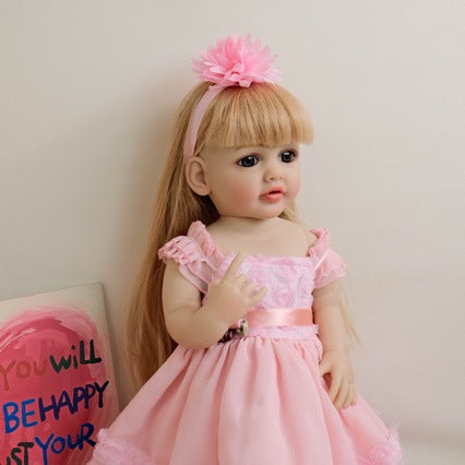 22 inch Real Baby Dolls for Girls, Full vinyl Body with Nipple Bottle, Pacifier, with Clothes