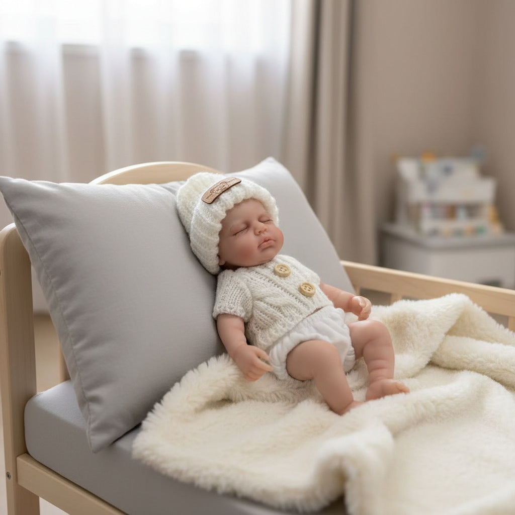 8-inch white woolen hat made of solid silicone simulation doll