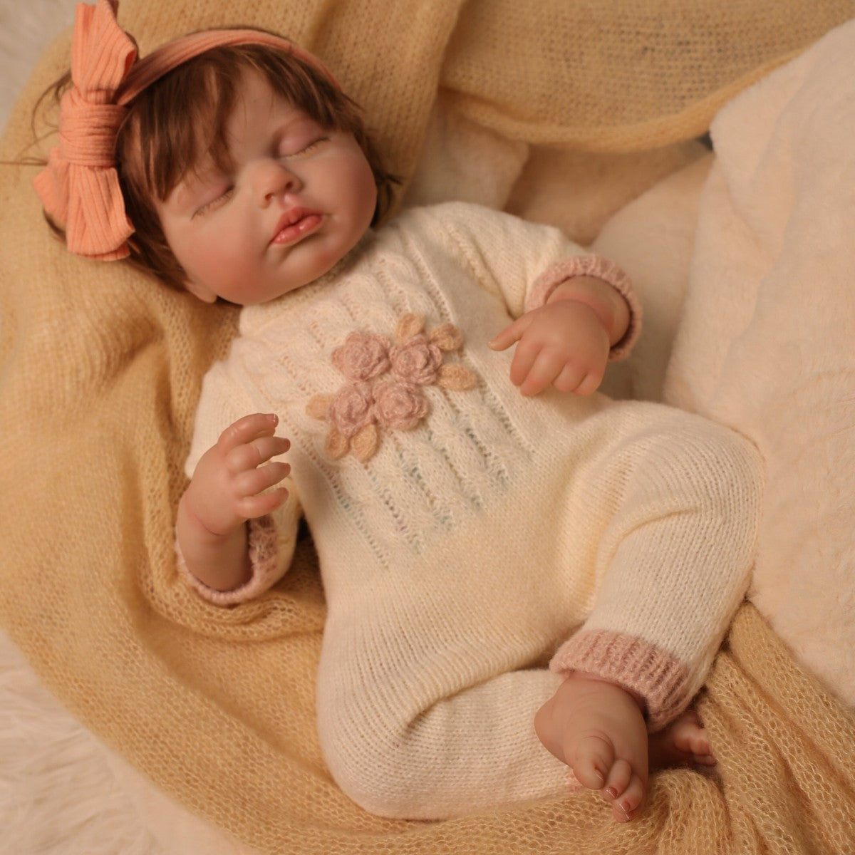 20 inch reborn baby doll with Soft Vinyl Body hand-made hair transplant, suitable for gifts for various holidays