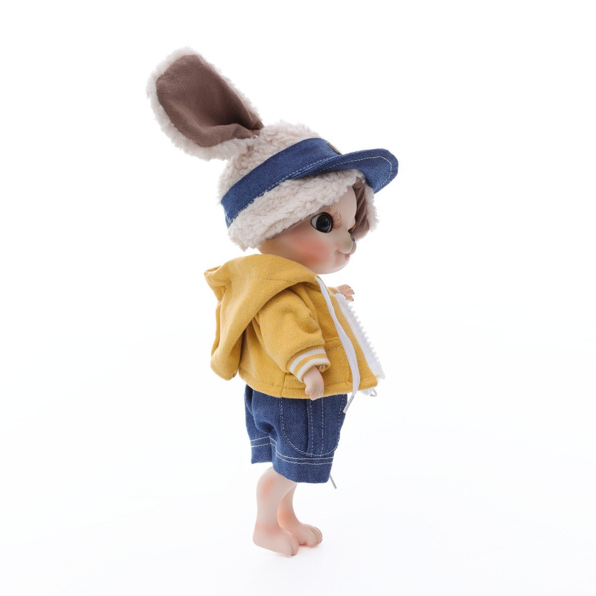 Adorable 10 Inch Porcelain Dress-up Baby Yollow Rabbit Dolls (BJD)