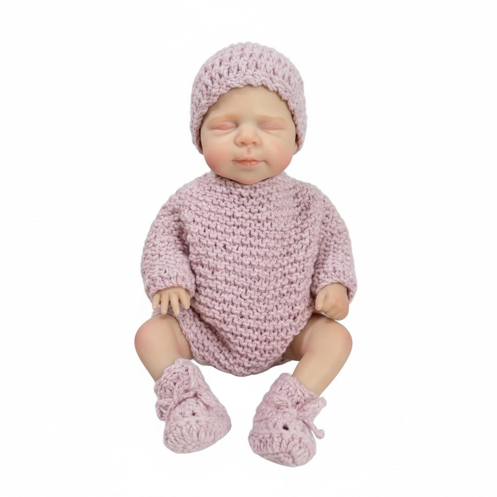 12 inch solid silicone Reborn Doll  light purple sweater pascale simulation toy doll