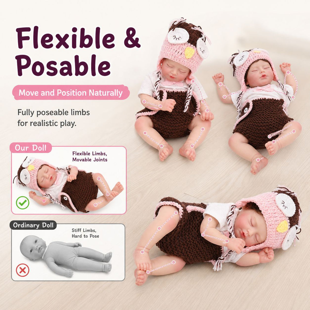 16 Inch Real Reborn Baby Doll with Full Solid Silicone Baby 3D Vein Real Skin Handcrafted Newborn Toy Ideal Gift for Kids Girls Collectors