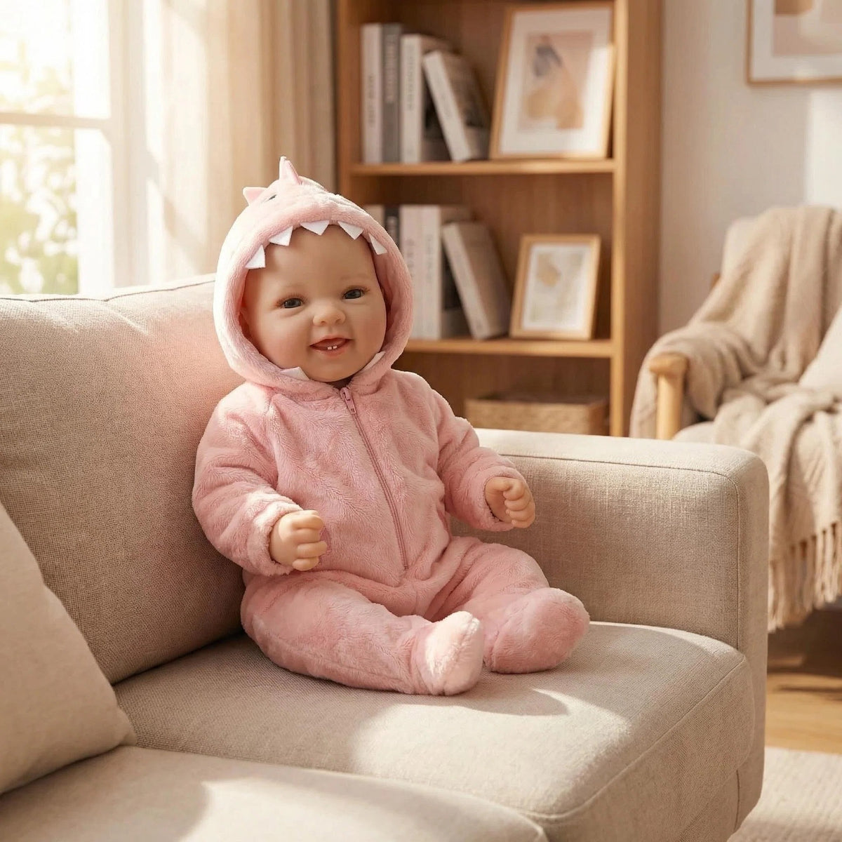 17 inch pink dinosaur jumpsuit reborn doll