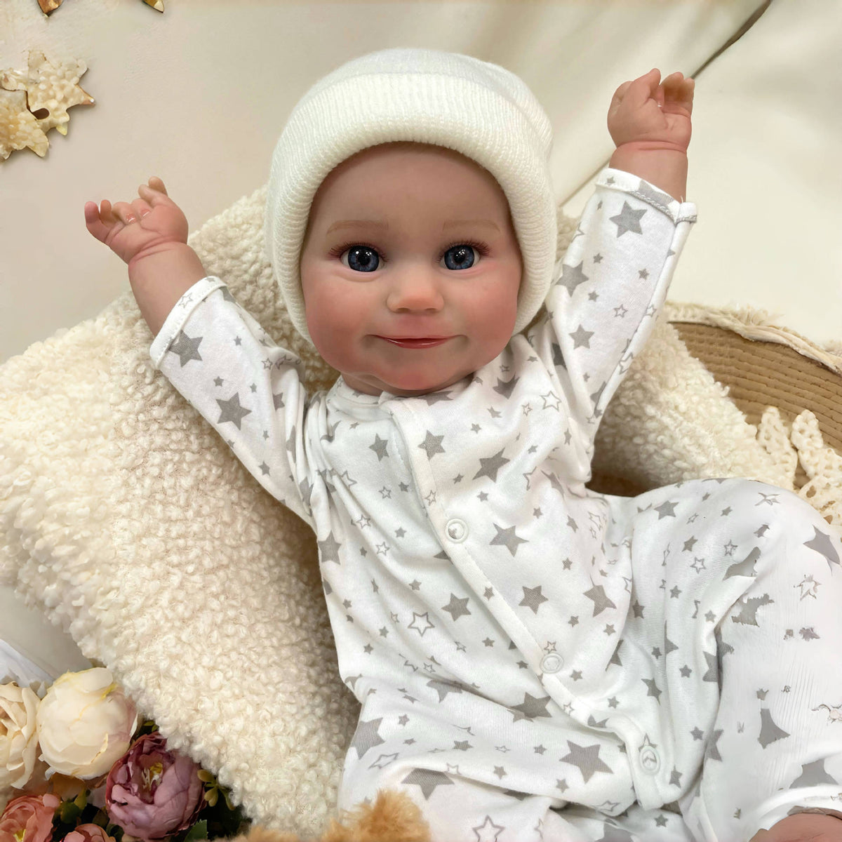 19 Inches Handmade Lifelike Reborn Doll with Cloth Body 3D Skin Realistic Newborn Baby Play Toy Gift for Girls & Doll Collectors