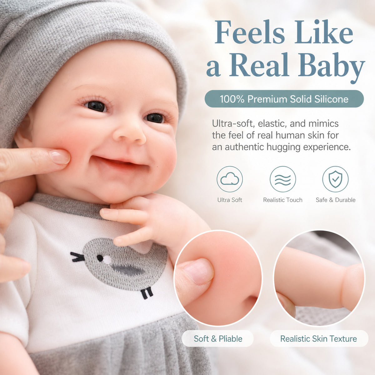 12 Inch Handcrafted Reborn Baby Doll with Full Soild Silicone Body, Gift Toy for Little Girls Collectors