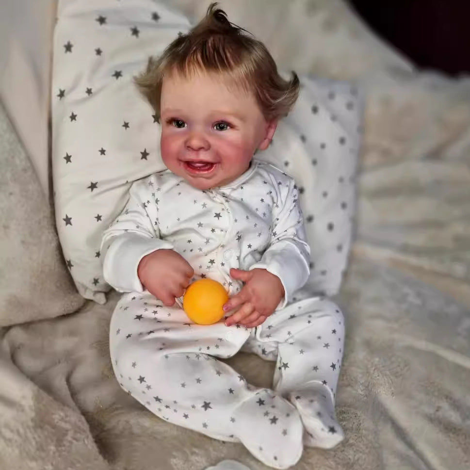 22 inch Lifelike Handcrafted Reborn Baby Doll with Cloth Body 3D Real Skin Kids Play Toy Gift for Girls