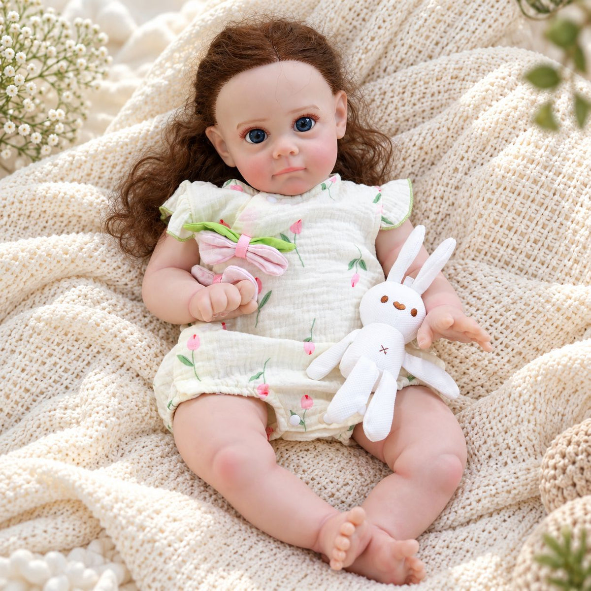 24 inch reborn simulated doll with cloth body and feel, can be used as a birthday gift or a gift for various festivals for children.
