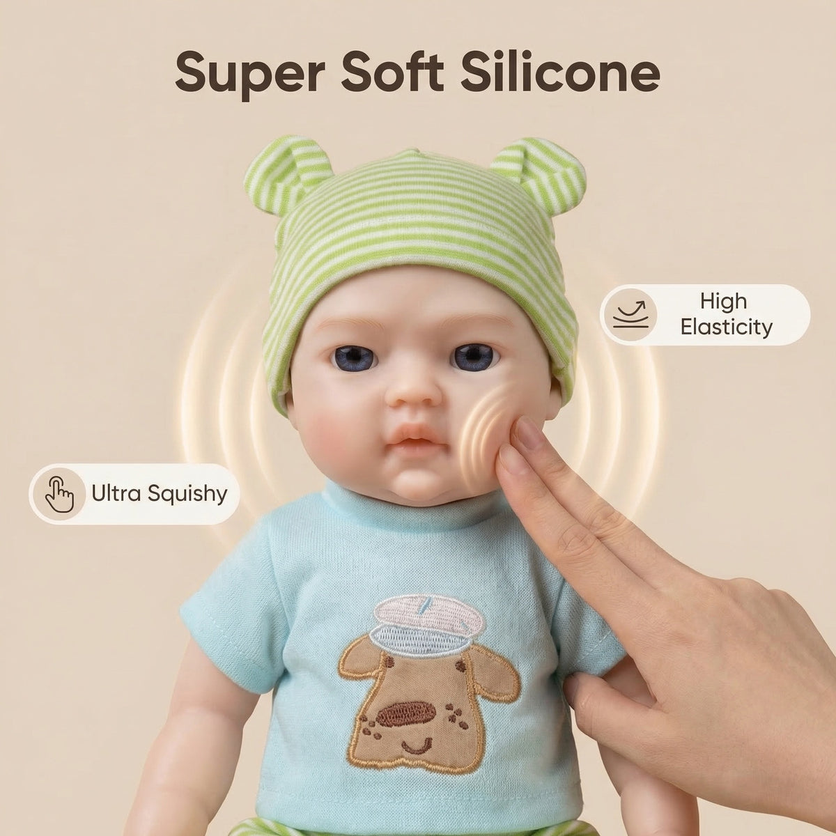 12 inch green striped hat silicone reborn doll
