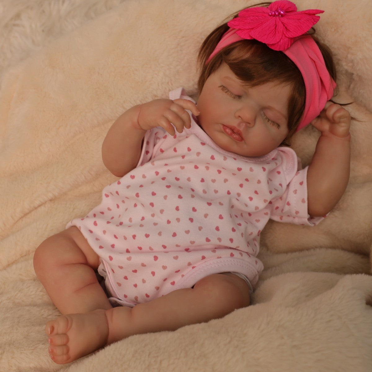 20 inch reborn baby doll with Soft Vinyl Body hand-made hair transplant, suitable for gifts for various holidays
