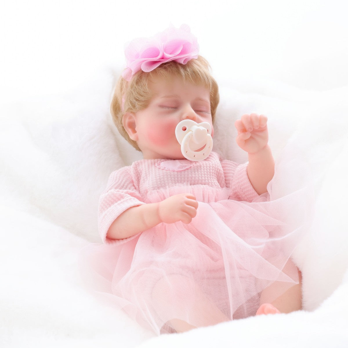 12 inch solid silicone simulation baby 30cm reincarnation doll, real kneading, hand feel, closed eyes, stretchable