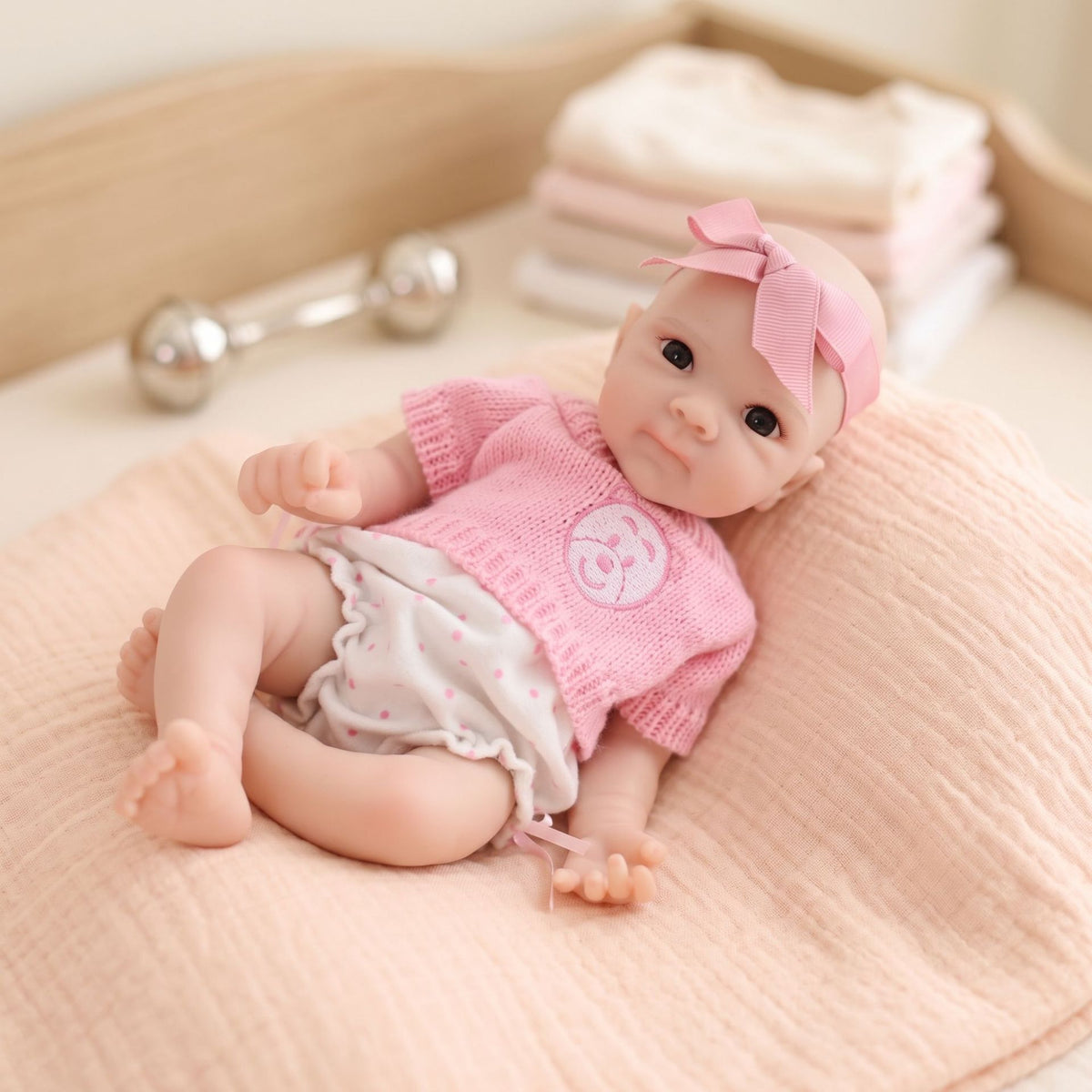 12 Inch Lifelike Reborn Baby Doll with Full Solid Silicone Body Realistic 3D Vein Skin Handcrafted Newborn Doll Perfect Birthday Christmas Gift for Little Girls